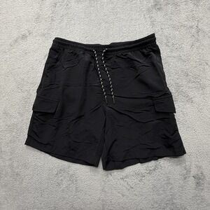 Original Use Shorts Mens Small Black Nylon Cargo Elastic Waist Drawstring Pocket